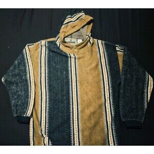 Vintage 90s Surf Skate PAZZO Hoodie Medium Black Olive Knit Streetwear Rad Rare